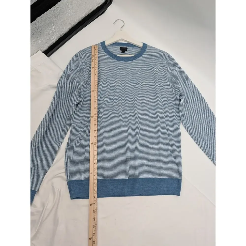 J Crew Cotton Linen Crewneck Sweater In Heather Microstripe Men's Large Comfort